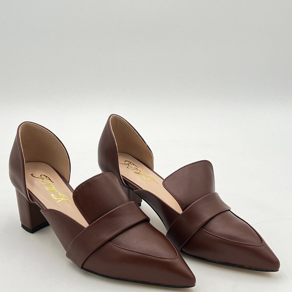 FOWT D'Orsay High Heels Pumps for Women Side Cut Out Loafers Lightweight Pointed